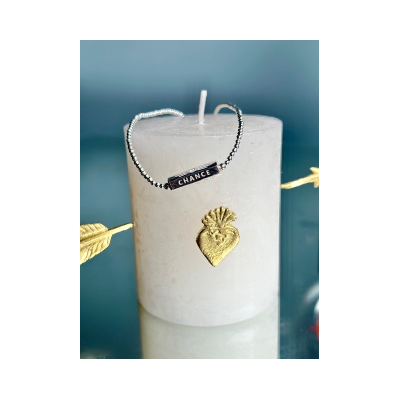 Collier en argent 925, pendentif chance