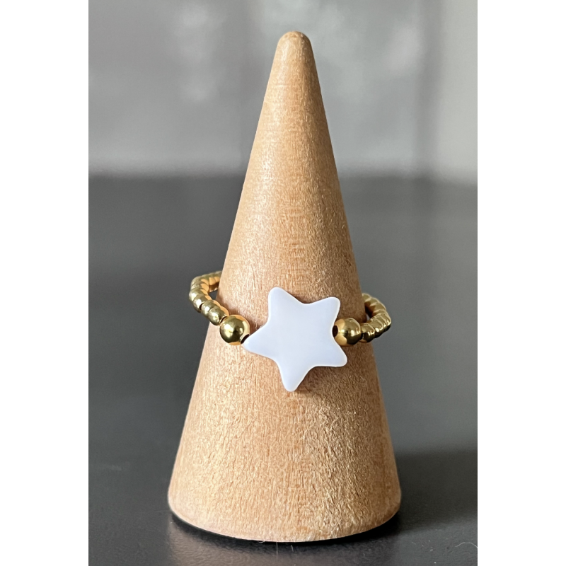 BAGUE PERLES PO ETOILE NACRE
