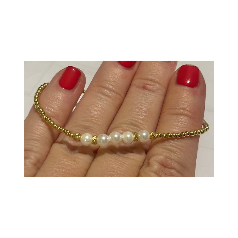 Bracelet or, perles de culture