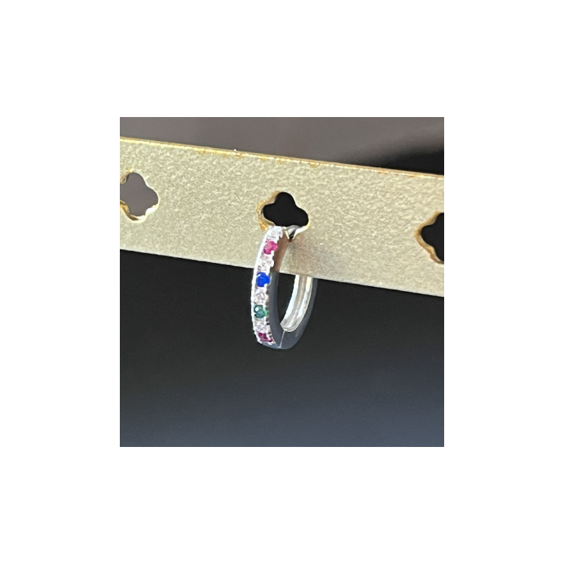 Anneau créole multicolore argent 925