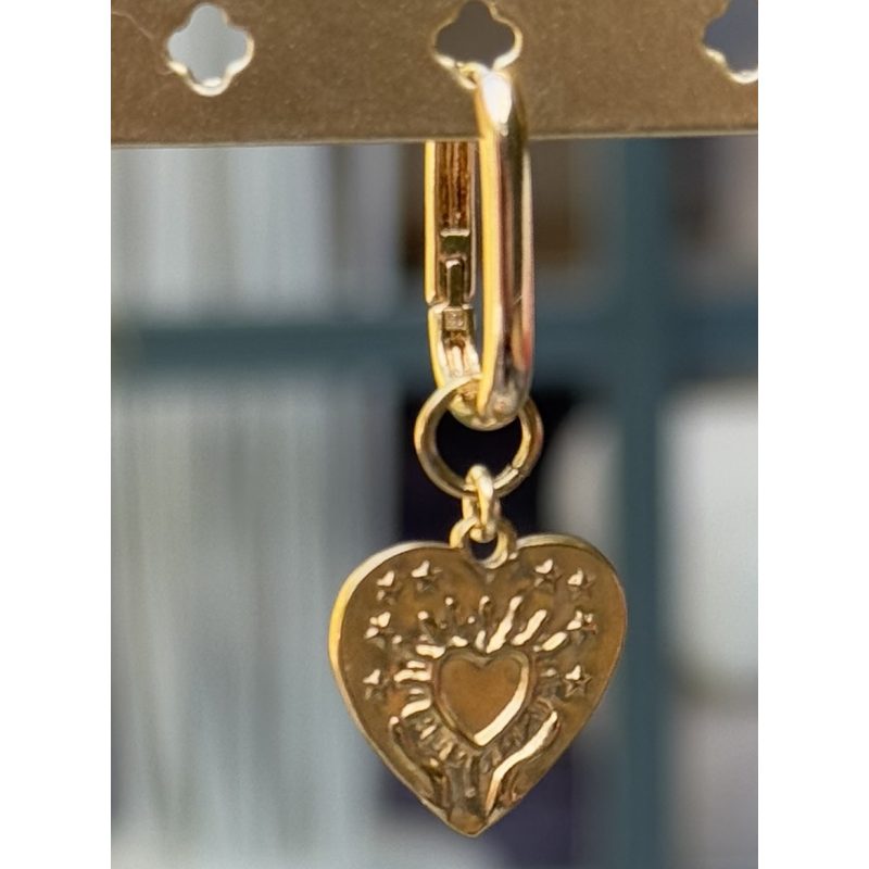 BOUCLE COEUR EX VOTO PLAQUÉ OR (vendu unité)