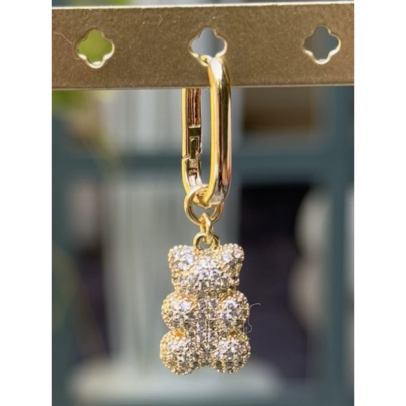 BOUCLE CREOLE OVALE OURSON STRASS (venue unité)