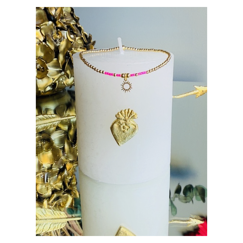 BRACELET FIN PO SOLEIL MIYUKI ROSE FLUO