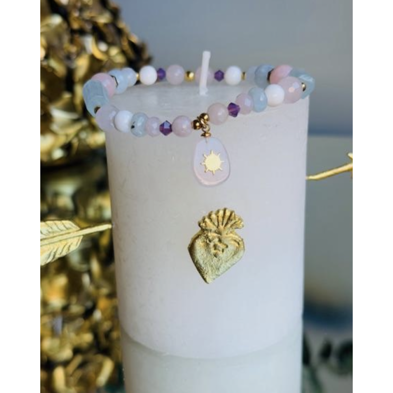 BRACELET PERLES NATURELLES PASTEL MORGANITE