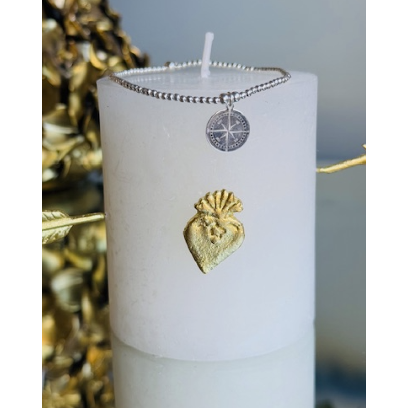 Bracelet en argent 925, pendentif boussole