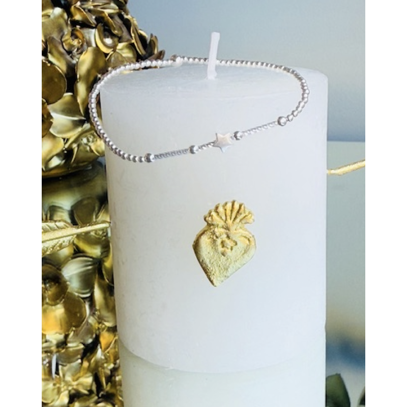 Bracelet en argent 925, étoile/barres