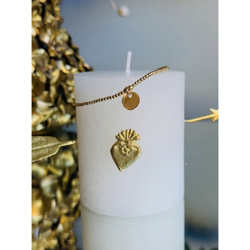 CHEVILLERE MEDAILLE RONDE PLAQUE OR