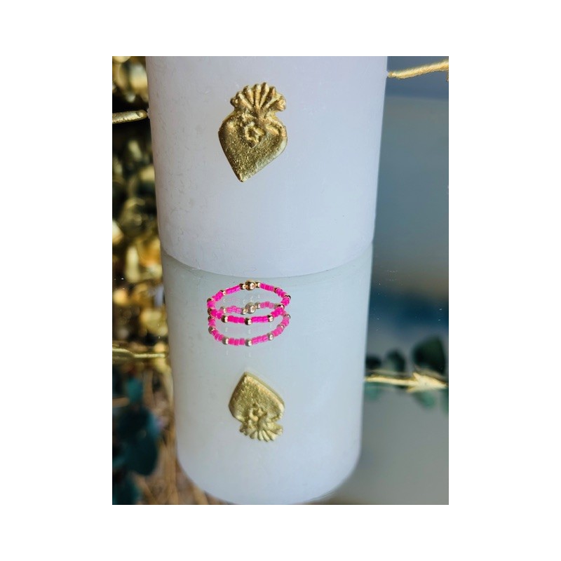 BAGUE PERLES PO MIYUKI rose fluo