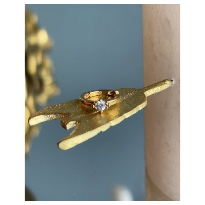 Anneau créole strass zirconium centre (vendue à l'unité)