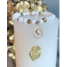 Bracelet en perles de bénitier , pendentif médaillon étoile