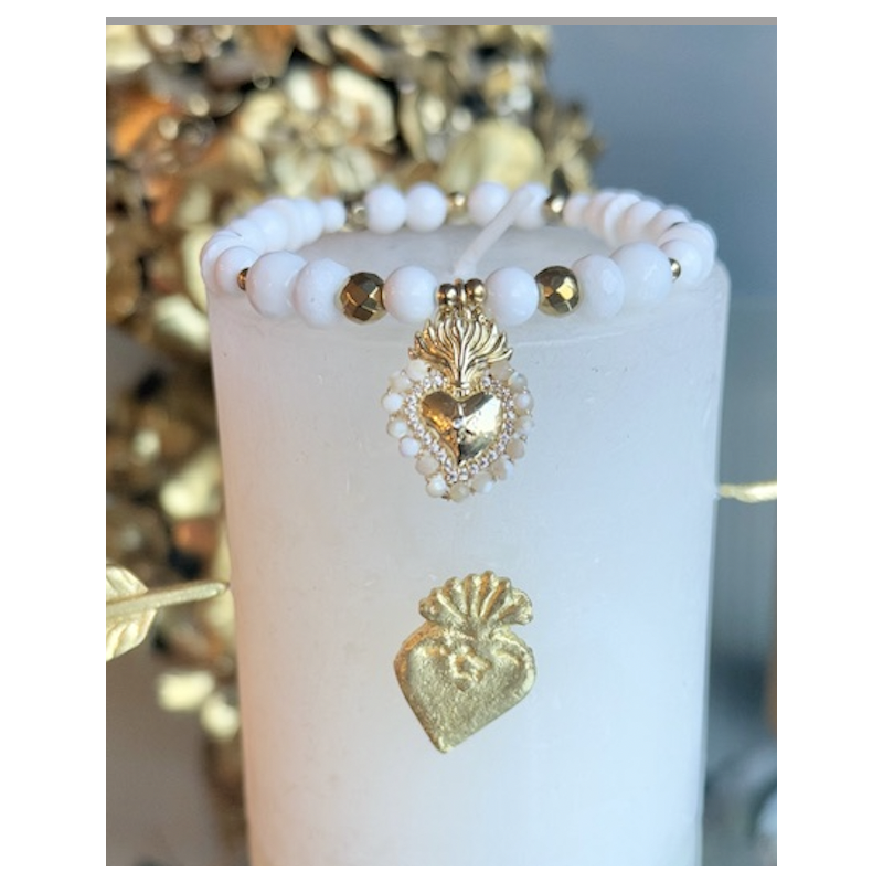Bracelet en perles de bénitier , pendentif ex voto