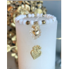 Bracelet en perles de bénitier , pendentif ex voto