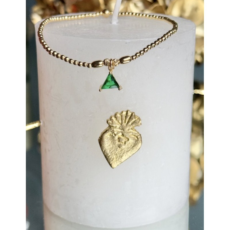 BRACELET PERLES PO TRIANGLE VERT