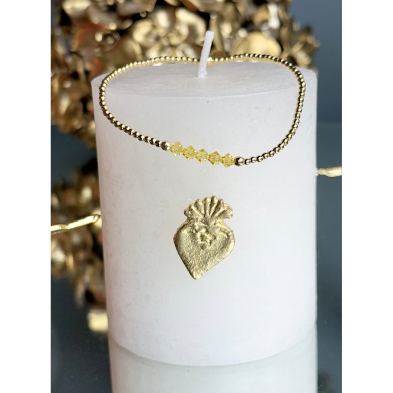 BRACELET PERLES PO SWAROVSKI JAUNE