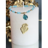 Bracelet fin or , VIERGE TURQUOISE, PERLES JADE