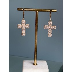 BOUCLES CROIX STRASS BLANCS...