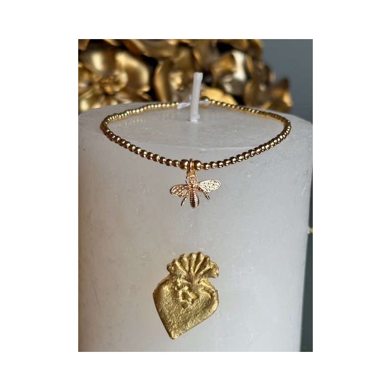 Bracelet or, pendentif abeille