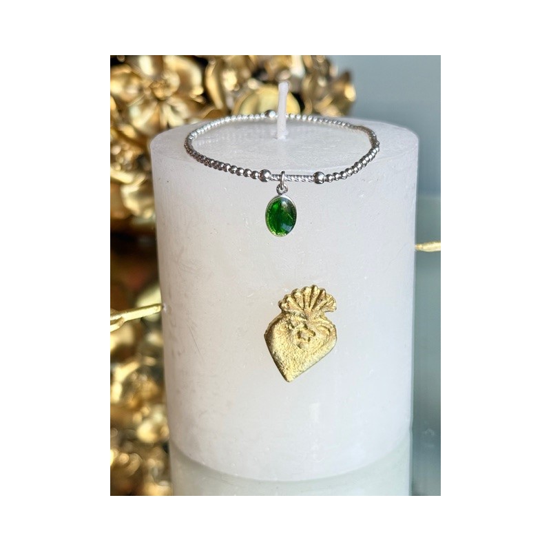 BRACELET PERLES ARG VIERGE VERTE