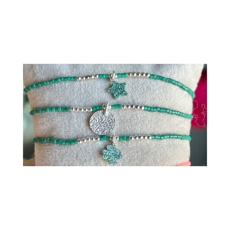 BRACELET PERLES ARG SWAROVSKI BLEU/ARGENT