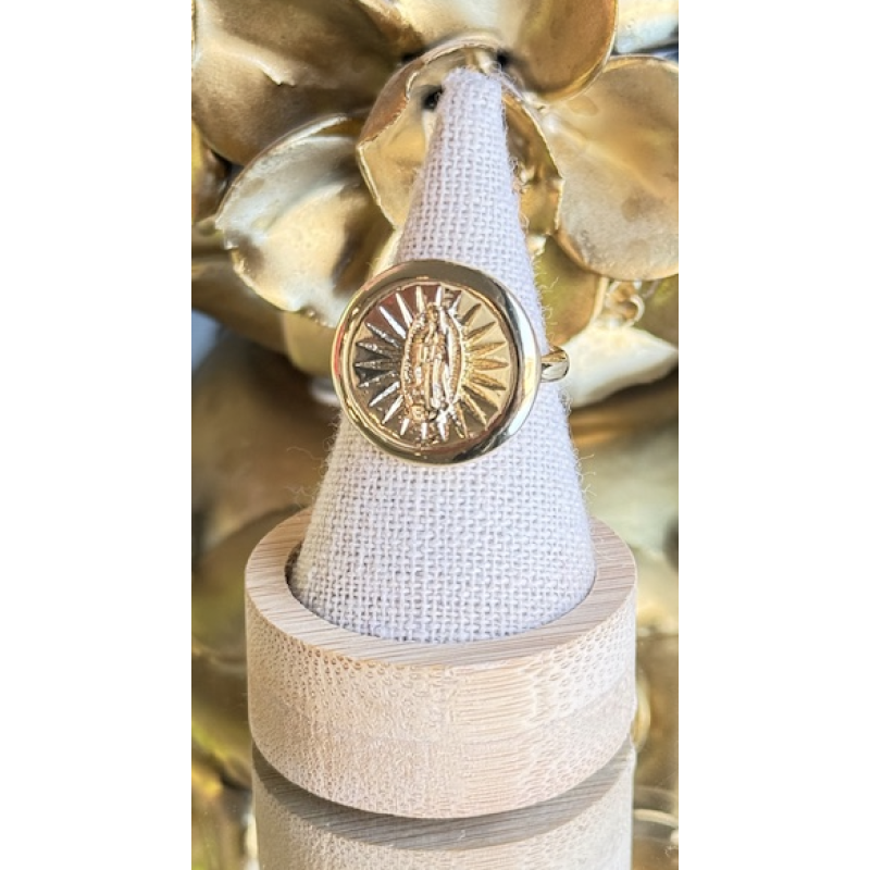 Bague ajustable plaque or fin vierge ronde