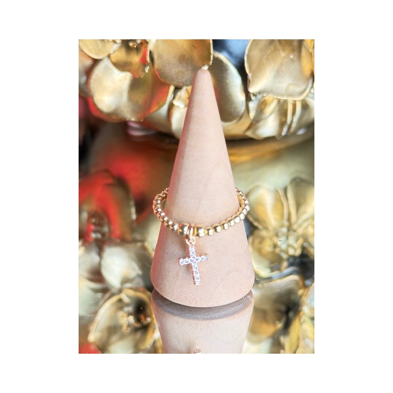 BAGUE PERLES PO CROIX STRASS