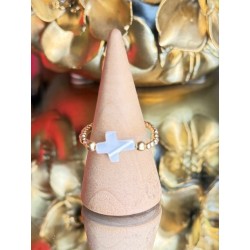 BAGUE PERLES PO CROIX NACRE