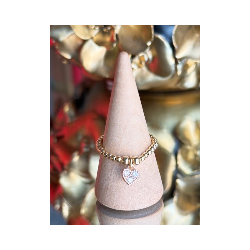 BAGUE PERLES PO mini coeur