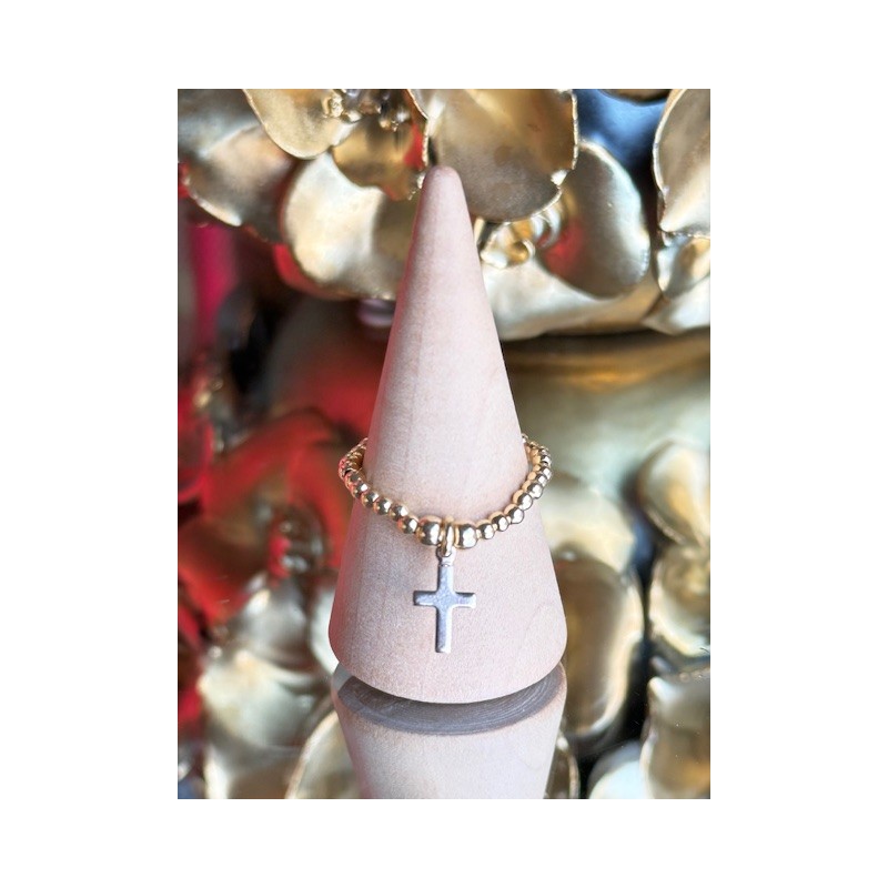 Bague "croix"plaque or