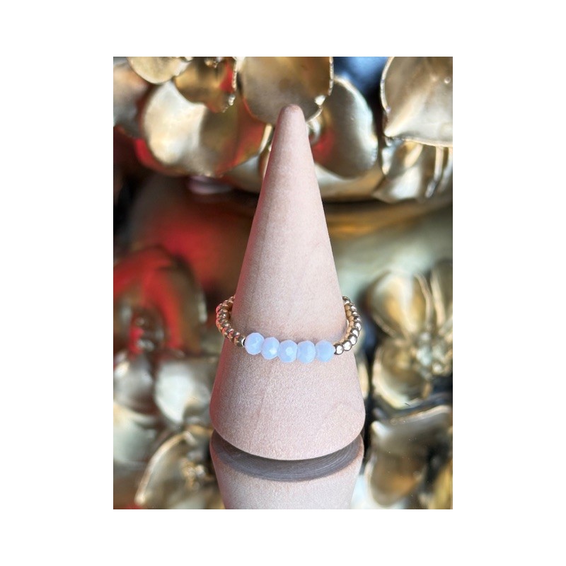 BAGUE PERLE PO PERLE BLANCHE en verre