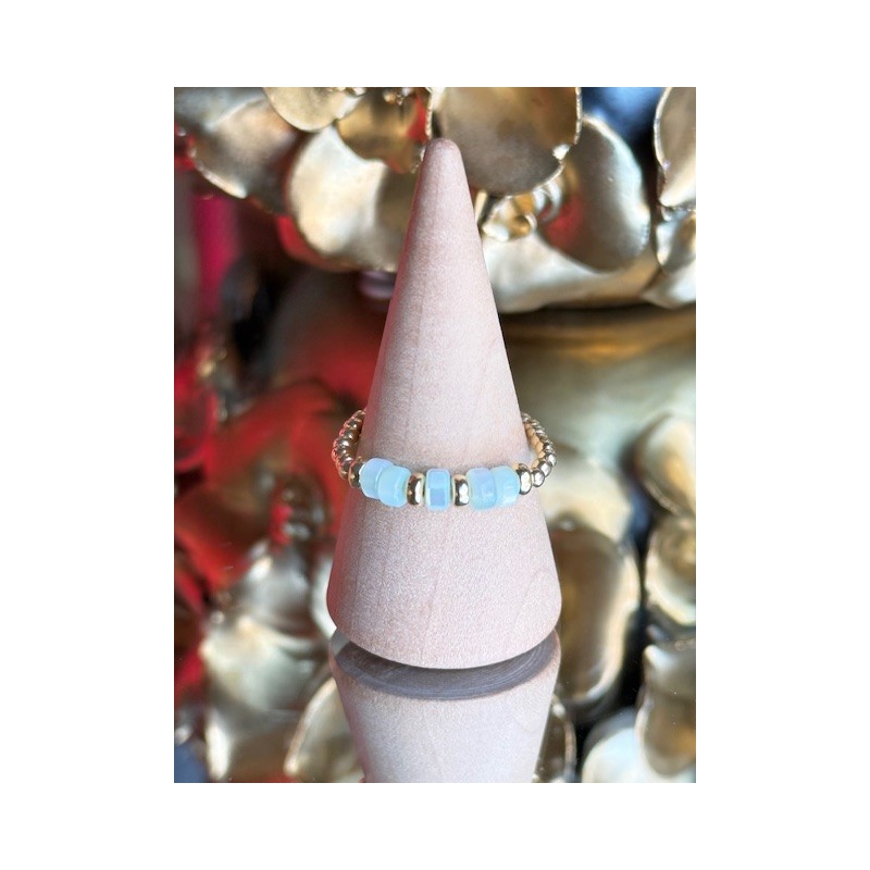 BAGUE PERLE PO PERLE BLANCHE RONDELLE NACRE