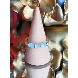BAGUE PERLE PO PERLE BLEU...