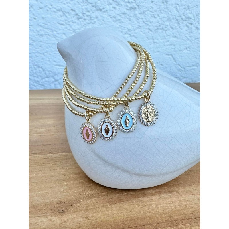 BRACELET PERLES PO VIERGE BLEU OU OR